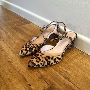 🐆Loeffler Randall Lida Leopard Heels Calf Hair Pointed Ankle Strap🐆